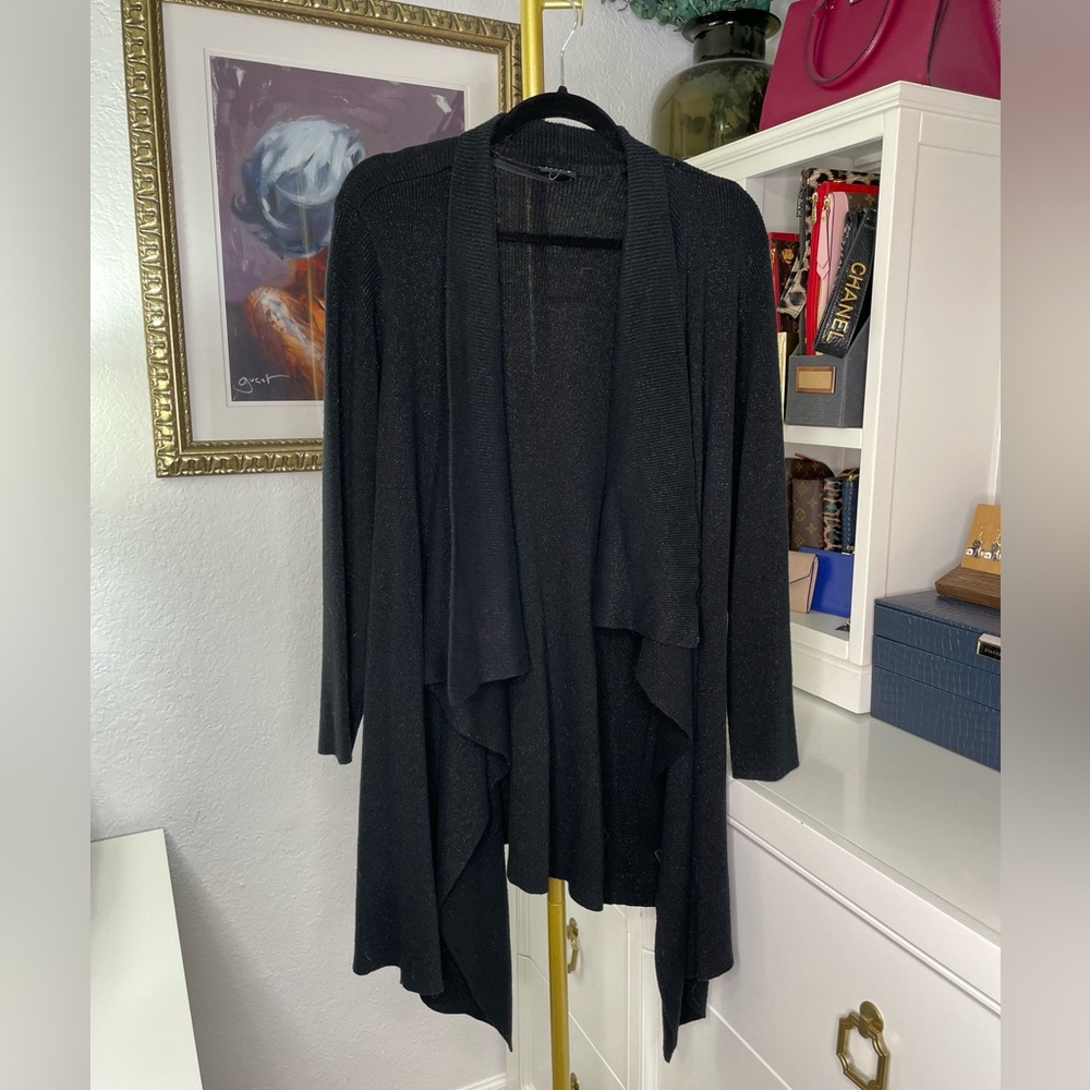 Torrid black shimmer drape front cardigan 5x